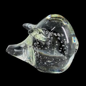 Glass Art Pig Piglet Paperweight Sculpture Clear Controlled Bubble Bullicante